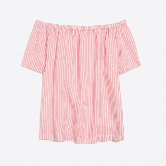 🎉HP🎉 J.Crew Factory Off the Shoulder Pinstripe Top - Picture 2 of 6
